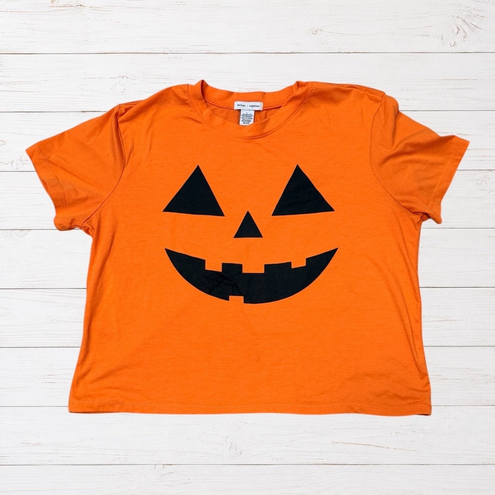 Pumpkin Jack O Lantern Graphic Tee Orange Halloween Spooky L Better Together